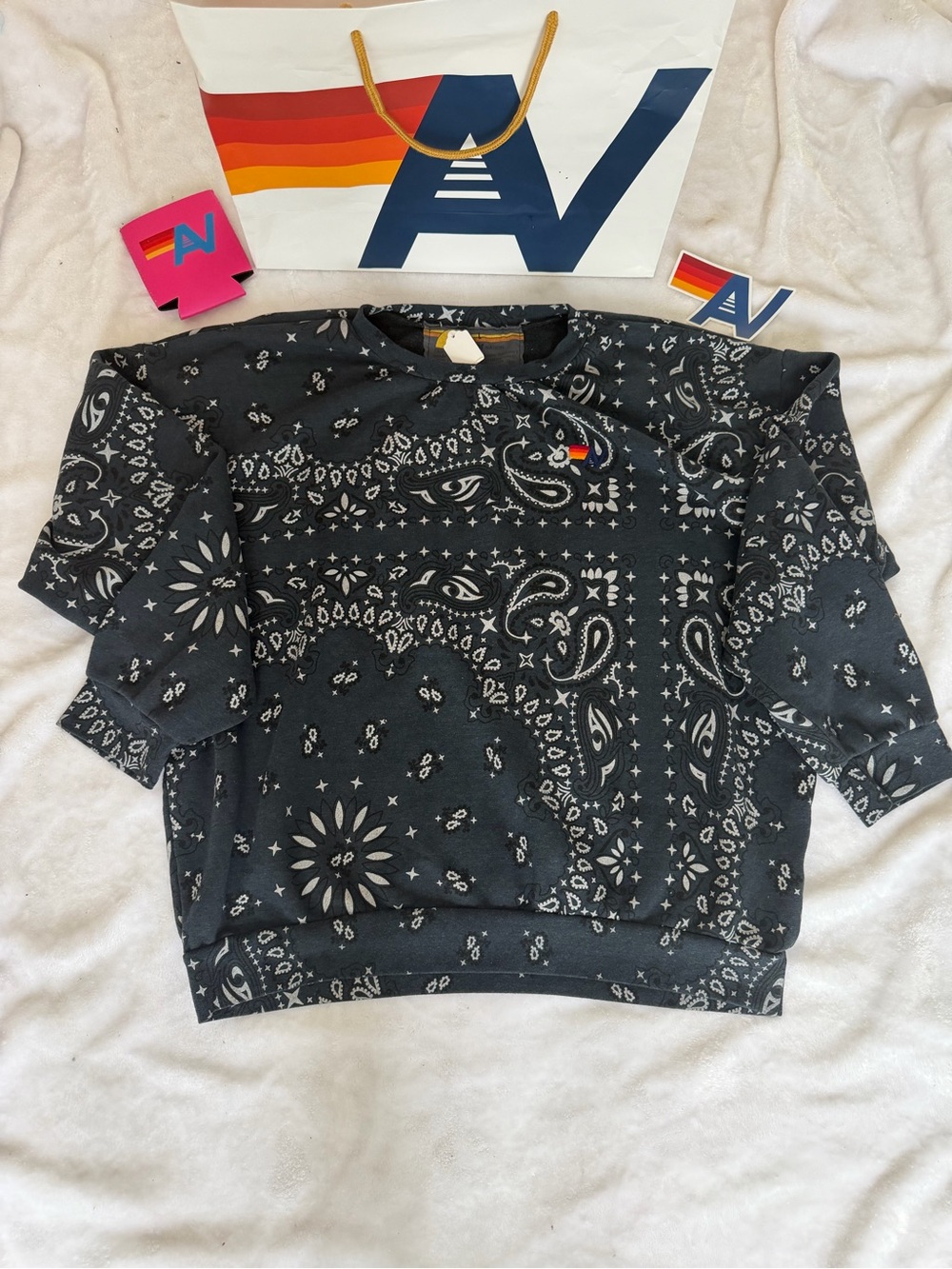 - NWT Aviator Nation Bandana Relaxed Crew  in Charcoal Size Large